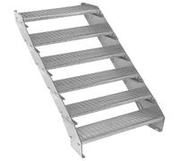 Escalier Caillebotis à 6 marches 900mm x 240 mm - Acier Galvanisé DIN 24537 - Hauteur totale 1200mm - Maille 20 x 25 mm - Résistant à la Corrosion EN ISO 1461 - Construction Bâtiment Sortie de Secours