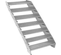 Escalier Caillebotis à 7 marches 900x 240mm Acier Galvanisé DIN 24537 EN ISO146 Argent G