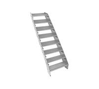Escalier Caillebotis à 8 marches 600mm x 240 mm - Acier Galvanisé DIN 24537 - Hauteur totale 1600mm - Maille 20 x 25 mm - Résistant à la Corrosion EN ISO 1461 - Construction Bâtiment Sortie de Secours