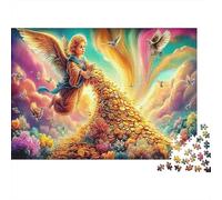 Escalier céleste Puzzle 1000 Pièces pour Joueurs Adultes, Papier Recyclé Solide,Ange Golden Stream Décoration Intérieure, Art Mural, Cadeau Adultes, Plaisir W nd 38x26cm/1000pcs