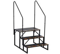 Escalier de camping-car à 3 marches avec 2 marchepieds de main courante, marchepied avec large plateforme antidérapante, capacité de charge de 200 kg pour caravane, remorque, animaux de compagnie