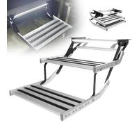 Escalier de Caravane Pliable avec éclairage LED, marchepied électrique escamotable Manuel, escalier de Caravane Pliable en Alliage d'aluminium, pédale antidérapante 2-Step-Manualwithlight