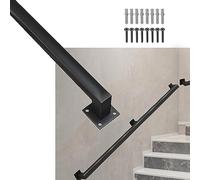 Escalier de Main Courante pour Escaliers Intérieurs Extérieurs 10FT / 3 Mètres 20FT / 6 Mètres Mains Courantes d'Escalier de Tuyau en Métal Noir Industriel Fixé au Mur - Décoration de Maison Moderne (