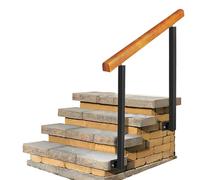 Escalier d'extérieur - Kit de garde-corps en bois massif pour 2 à 5 marches de transition avec 2 poteaux en fer forgé 100 cm de long pour plus de sécurité et de soutien