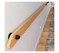 Escalier d'intérieur en bois, accoudoir rond mural avec support en acier inoxydable, 150 cm pour la sécurité et l'accessibilité à la maison, support élégant sans obstacles.