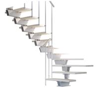 Escalier double quart tournant 12 marches - Structure métal et marches en bois massif naturel - KNOCK MISTERSTEP