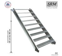 escalier en acier 9 marches largeur 60 cm hauteur d'étage 135-180cm accessoires inclus