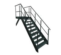 Escalier en acier anthracite - 9 marches - Hauteur : 171 cm - Avec piédestal - 100 x 100 cm - Avec balustrade - Orientation de l'escalier à l'avant - Au choix