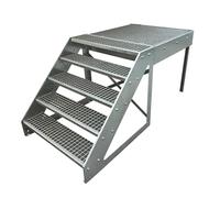 Escalier en acier autoportant à 5 marches, hauteur 95 cm, avec piédestal 100 x 100 cm, avec ou sans balustrade, entièrement galvanisé (gauche ou droite sans balustrade)