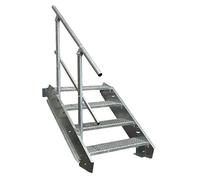 Escalier en acier avec garde-fou d’un seul côté, escalier d’extérieur solide, escalier stable pour le secteur industriel avec accessoires