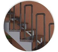 Escalier en forme de U - Garde-corps en fer industriel pour marches intérieures et extérieures - 95 cm x 20 cm - Support de sécurité pour escaliers