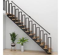 Escalier en métal en forme de U - Support de garde-corps en fer durable pour intérieur/extérieur, marches sûres pour hôpitaux et villas, charge de 200 kg, noir, angle de 90°