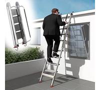 Escalier Escamotable Échelle de Grenier Pliante Robuste en Aluminium, Échelles de Grenier pour Accéder au Toit, Marchepied pour Lits Superposés avec Rampe et Crochet(11 Steps 2.7-3.0m (106.3-118.1"))