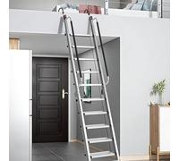 Escalier Escamotable Échelle Métallique pour Lit Superposé avec Marches Antidérapantes, Échelles de Grenier 8/9 / 10/11 / 12/13 / 14 Marches, Échelle de Secours(14 Steps 3.5-3.7m (137.8-145.7"))
