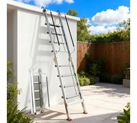 Escalier Escamotable Scala per Soffitta in Alluminio, Scale per Soffitta, Soffitto, Gradino Pieghevole Portatile per Letto a Castello, Scala di Emergenza Leggera(Silver,9 Step-275cm (9ft))