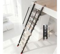 Escalier Escamotable Scala per Soffitta in Alluminio, Scale per Soffitta, Soffitto, Gradino Pieghevole Portatile per Letto a Castello, Scala di Emergenza Leggera(Black,12 Step-349cm (11.4ft))