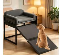 Escalier et rampe extra large pour animaux de compagnie avec coin salon, marches en tissu antidérapant pour lits hauts ou canapés, échelle robuste pour petits chiens et chats, escalier polyvalent pour