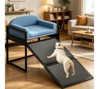 Escalier et rampe extra large pour animaux de compagnie avec coin salon, marches en tissu antidérapant pour lits hauts ou canapés, échelle robuste pour petits chiens et chats, escalier polyvalent pour