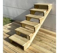 Escalier exterieur bois H105cm - 6 marches P29cm L60cm, SANS contre-marches