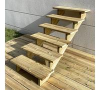 Escalier exterieur bois h105cm - 6 marches P29cm L80cm, SANS contre-marches