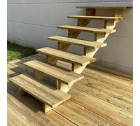 Escalier exterieur bois h122cm - 7 marches P29cm L100cm, SANS contre-marches