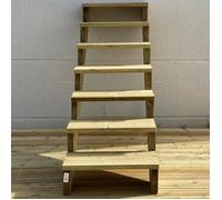 Escalier extérieur bois h122cm - 7 marches P29cm L60cm, SANS contre-marches