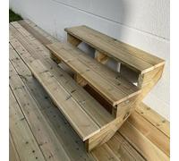 Escalier exterieur bois h54cm - 3 marches P29cm L120cm, SANS contre-marches