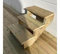 Vinuovo- Escalier extérieur Bois - Berlin - 3 marches H 54 cm - sans Contre-marches, Largeur 60 cm - Vinuovo- Escalier en kit, en Bois Autoclave. pour Jardin. Balcon et Terrasse