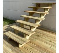 Vinuovo- Escalier extérieur Bois - Berlin - 4 Marches H 71 cm - sans Contre-marches, Largeur 100 cm - Vinuovo- Escalier en kit, en Bois Autoclave. pour Jardin. Balcon et Terrasse