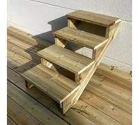 Vinuovo- Escalier extérieur Bois - Berlin - 4 Marches H 71 cm - sans Contre-marches, Largeur 60 cm - Vinuovo- Escalier en kit, en Bois Autoclave. pour Jardin. Balcon et Terrasse