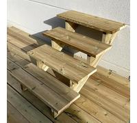 Vinuovo- Escalier extérieur Bois - Berlin - 4 Marches H 71 cm - sans Contre-marches, Largeur 80 cm - Vinuovo- Escalier en kit, en Bois Autoclave. pour Jardin. Balcon et Terrasse