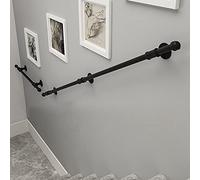 Escalier extérieur en fer forgé - Barre d'appui noire pour personnes âgées handicapées et enfants - Support de sécurité pour marches - Disponible en 1 m, 2 m, 3 m, 4 m, 5 m, 6 m 240 cm