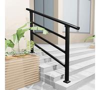 Escalier extérieur réglable - Garde-corps en acier galvanisé pour 2 à 4 marches, rail de sécurité pour porche avant avec kit d'installation, longueur 160 cm, 3 options de couleur de barre transversale
