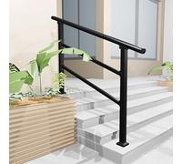 Escalier extérieur réglable - Garde-corps en acier galvanisé pour 2 ou 4 marches, kit d'installation de porche avant inclus - Longueur 80 cm, 2 barres transversales pour une sécurité accrue