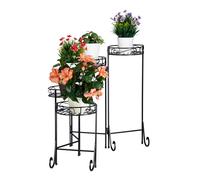 Relaxdays Escalier métal 5 Niveaux, Support Pot de Fleurs, Étagère pour Plantes Rond décoration 65x125x23cm, Noir