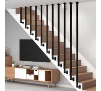 Escalier industriel d'intérieur en forme de L - Marches carrées en fer forgé avec balustrade de sécurité pour enfants et personnes âgées - Parfait pour les villas et les maisons modernes