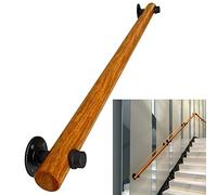 Escalier industriel en bois massif avec tuyau en fer forgé, parfait pour les escaliers, les lofts, les bars et la barre d'appui de salle de bain - Design robuste et élégant
