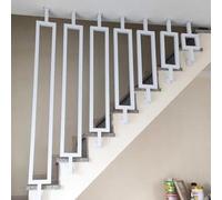Escalier industriel robuste en métal blanc monté au plafond pour grenier et marches de grenier, garde-corps de sécurité en fer de 1,2 m pour escaliers et porches (style 1)