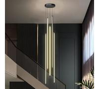 Escalier LED Suspension Moderne Rotatif Long Lustres 12 Têtes Dimmable Aluminium Suspendu Plafond Luminaire Plafonnier Creux Villa Réglable pour Salon Hotal Couloir, Warm Light, 5-Head 100CM