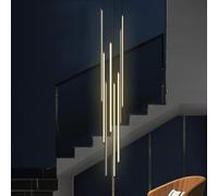 Escalier LED Suspension Moderne Rotatif Long Lustres 12 Têtes Dimmable Aluminium Suspendu Plafond Luminaire Plafonnier Creux Villa Réglable pour Salon Hotal Couloir, Warm Light, 8-Head 100CM