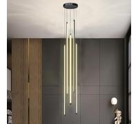 Escalier LED Suspension Moderne Rotatif Long Lustres 12 Têtes Dimmable Aluminium Suspendu Plafond Luminaire Plafonnier Creux Villa Réglable pour Salon Hotal Couloir, Warm Light, 5-Head 150CM