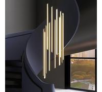 Escalier LED Suspension Moderne Rotatif Long Lustres 12 Têtes Dimmable Aluminium Suspendu Plafond Luminaire Plafonnier Creux Villa Réglable pour Salon Hotal Couloir, Warm Light, 12-Head 100CM