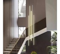 Escalier LED Suspension Moderne Rotatif Long Lustres 12 Têtes Dimmable Aluminium Suspendu Plafond Luminaire Plafonnier Creux Villa Réglable pour Salon Hotal Couloir, Infinite Dimming, 5-Head 150CM