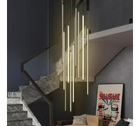 Escalier LED Suspension Moderne Rotatif Long Lustres 12 Têtes Dimmable Aluminium Suspendu Plafond Luminaire Plafonnier Creux Villa Réglable pour Salon Hotal Couloir, Infinite Dimming, 12-Head 60CM