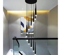 Escalier Long Lustre Moderne Minimaliste Villa Lumière Luxe Nordique Salon Restaurant Rotatif Duplex Lustre Luminaire Suspendu, Warm White, 16 Heads