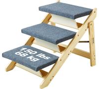 VEVOR Escalier en Bois pour Animaux de Compagnie, 3 marches, Rampe escalier Convertible 2 en 1 pour Chiens de Petites et Grandes Races, capacité Charge 68 kg, pour accès aux Lits, canapés, véhicules