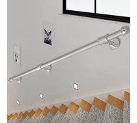 Escalier moderne argenté 3,6 m 4 m 5,4 m à fixation murale en fer forgé pour escalier intérieur et extérieur Kit complet (2,5 m)