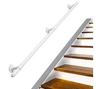 Escalier mural antidérapant en fer forgé simple pour enfants, style loft, blanc, longueur réglable de 3,3 à 6,1 m (3,4 m)