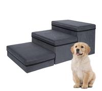 Escalier pliable 3 en 1 pour chien avec rangement - Rampe extra large pour animaux de compagnie - Marches pour animaux domestiques de petite et grande taille - Gris foncé