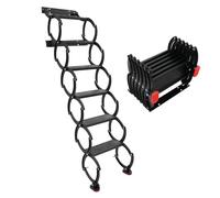 Escalier pliable extensible à 6 marches avec capacité de charge de 200 kg - 40 x 170 cm - Pour bâtiments d'usine, villas, greniers, garages (noir)